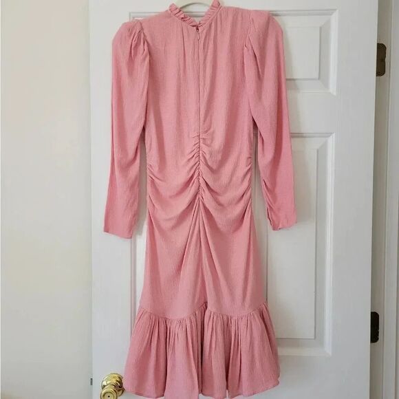 ByTimo Bubble Pink Viscose Shirred Ruffle Long Sleeve Dress XS - Picture 8 of 12
